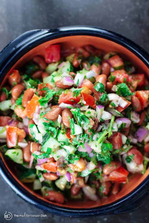 Kidney bean salad with fresh vegetables and cilantro