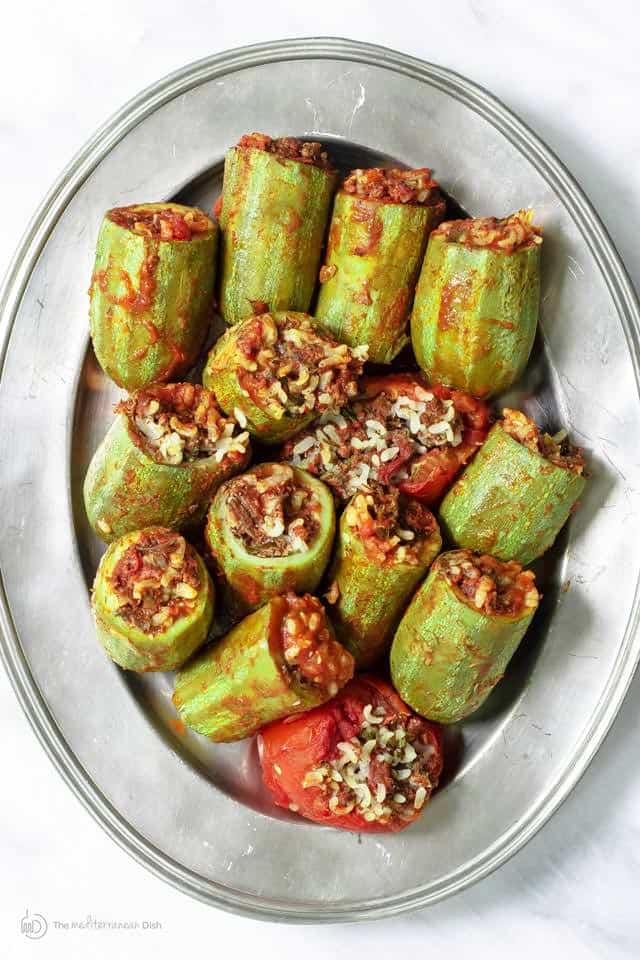 Stuffed Zucchini with rice and meat in a tomato sauce