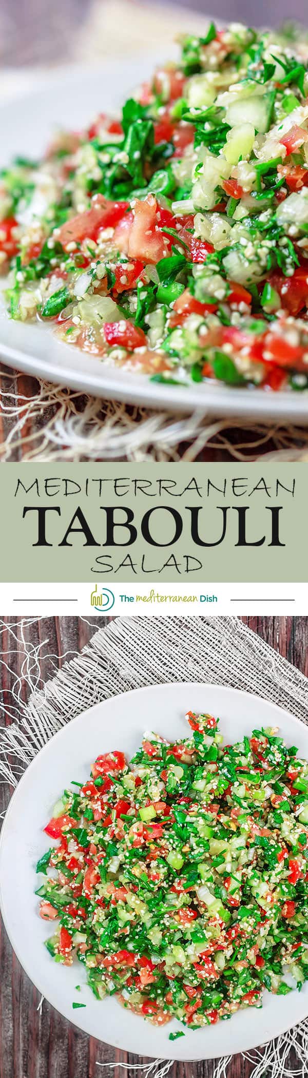 Tabouli Recipe (Tabbouleh) | The Mediterranean Dish. Authentic Middle Eastern tabouli salad with fresh parsley, mint, bulgur, finely chopped vegetables and a simple citrus dressing. See the step-by-step tutorial at The Mediterranean Dish food blog.