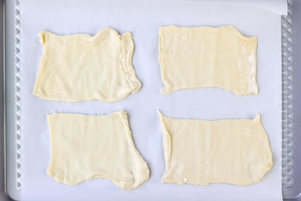 Sheet of puff pastry cut into four pieces