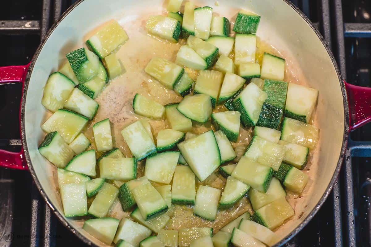 Sauteed zucchini in extra virgin olive oil
