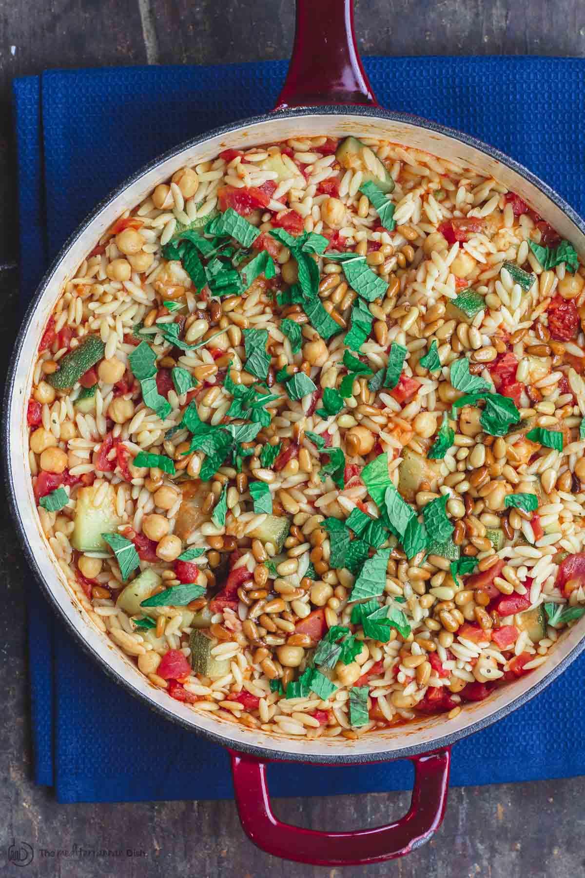 Mediterranean Orzo Recipe with Zucchini and Chickpeas