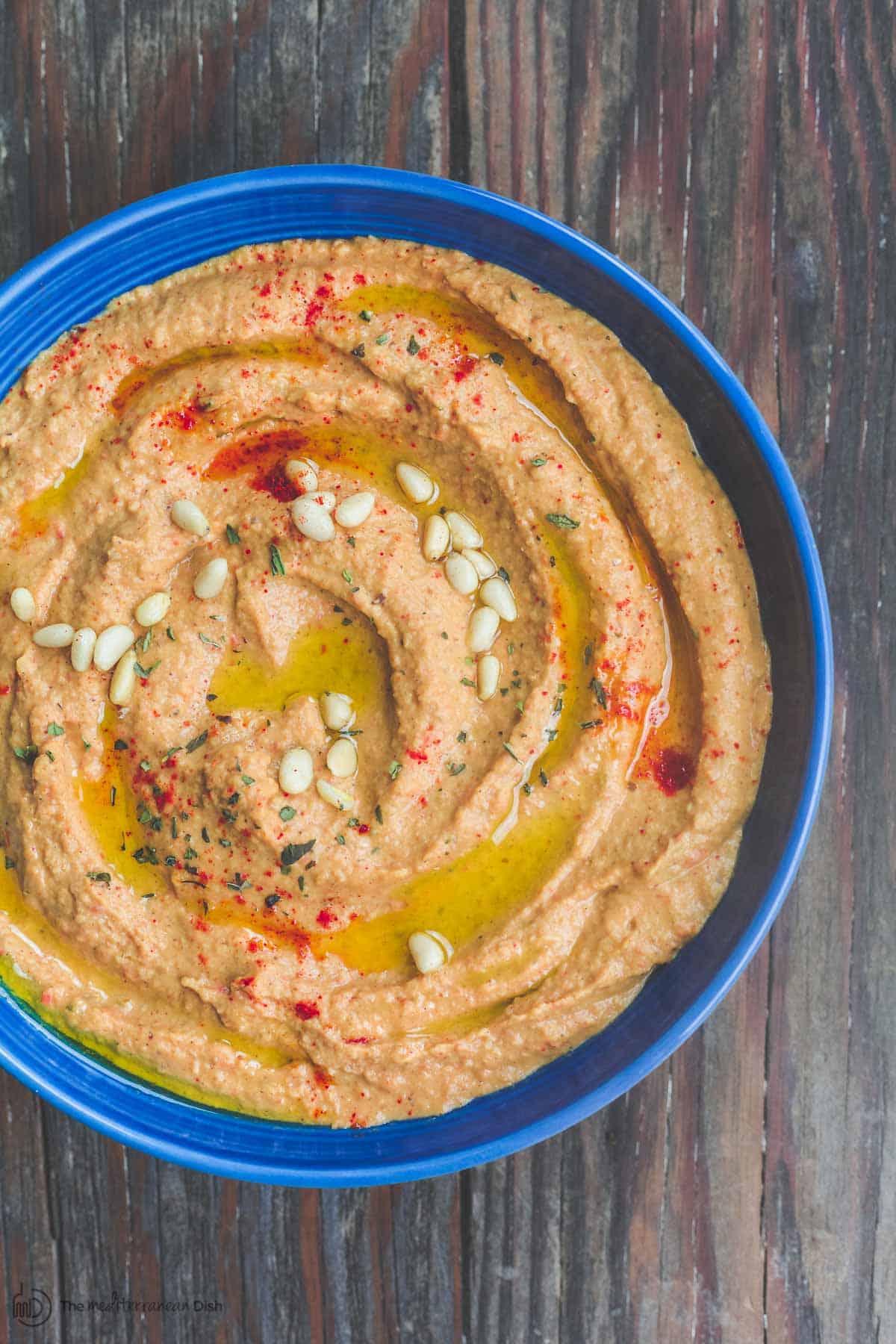 Roasted Red Pepper Hummus Recipe | The Mediterranean Dish