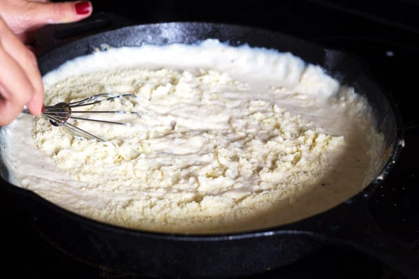 Cheese whisked into flour mixture