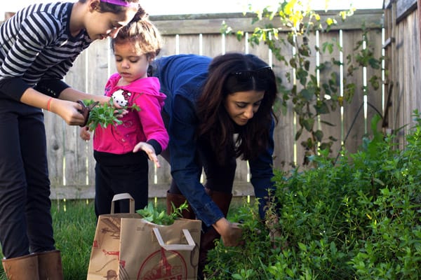 Suzy Karadsheh from The Mediterranean Dish with freshly picked spearmint