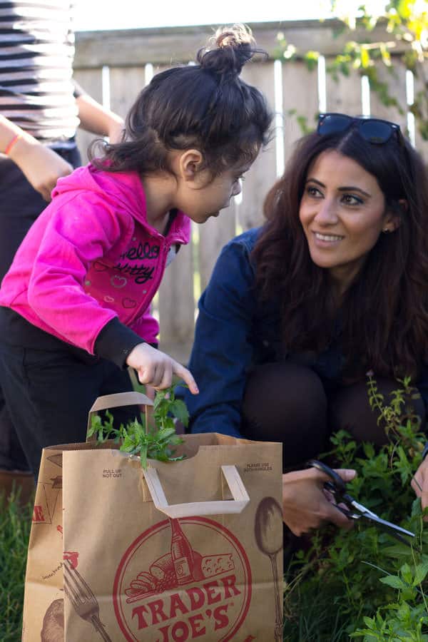 Suzy Karadsheh from The Mediterranean Dish with freshly picked spearmint