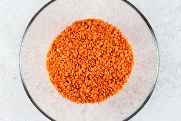 Rinsed red lentils