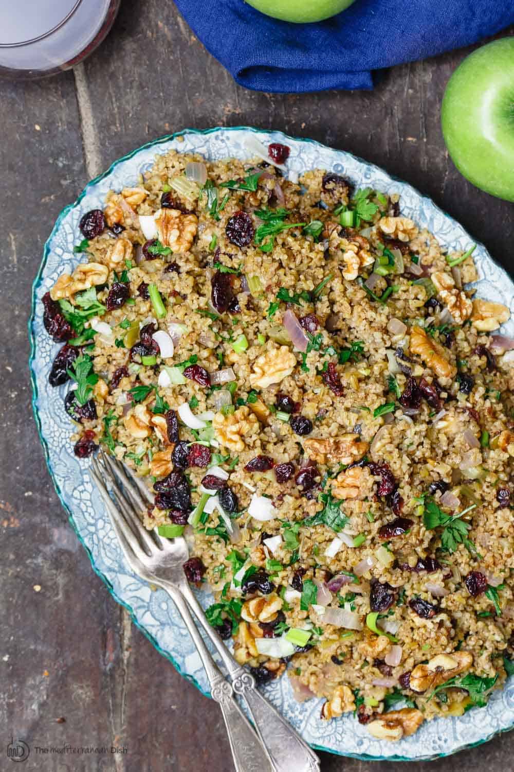 Freekeh recipe with cranberries and apples