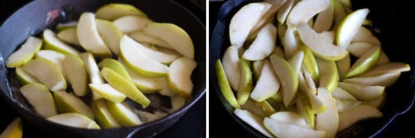 Pear slices cooked briefly to soften