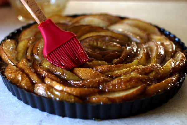 Top of pie brushed with Strained fig liquid