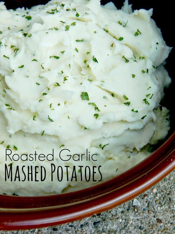 Thanksgiving Recipe for roasted garlic mashed potatoes from Ally's Sweet and Savory Eats