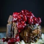 Braised Lamb Chops with Cranberry-Harissa Chutney