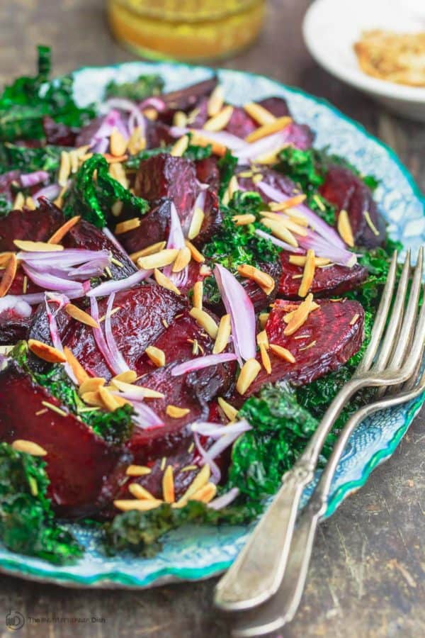 Roasted Beet Salad with Crispy Kale and Almonds (Instant Pot Option)