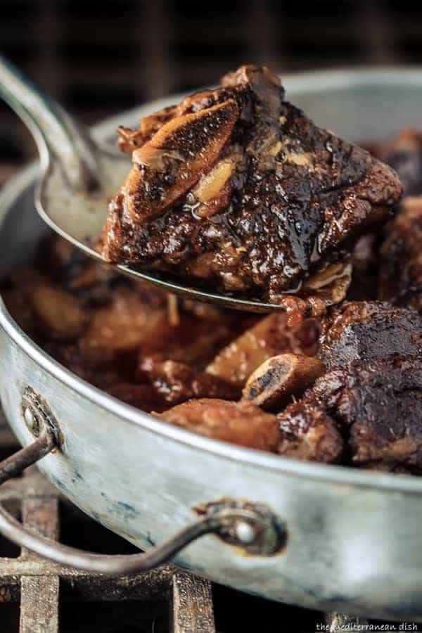 Close-up of a small piece of Braised beef short rib