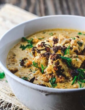 Cream of Cauliflower Soup with Mediterranean spices and fresh dill