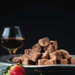 Homemade chocolates made with champagne and brandy