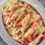 Stuffed cabbage rolls with tomatoes on a plate