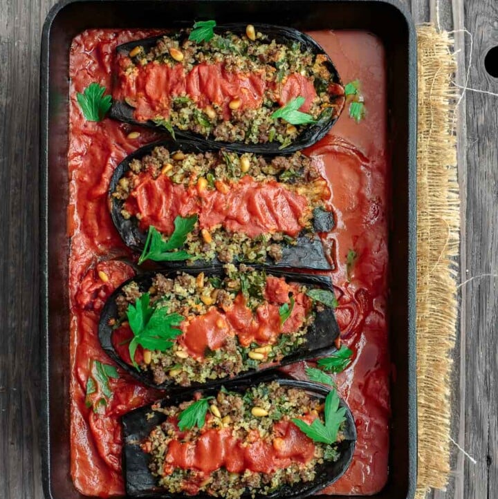 Stuffed Eggplant with Ground Beef | The Mediterranean Dish