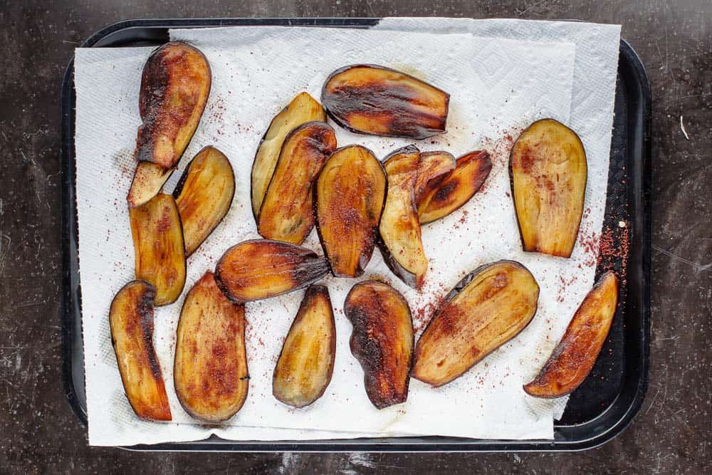 Fried eggplant slices