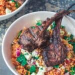 Grilled lamb chops with tomato mint quinoa