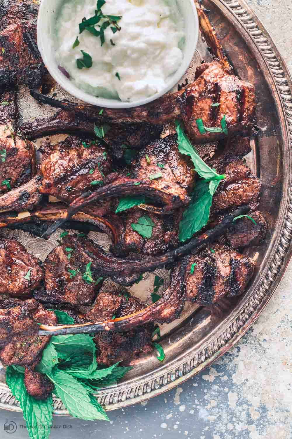 Mediterranean Grilled Lamb Chops with a side of Tzatziki