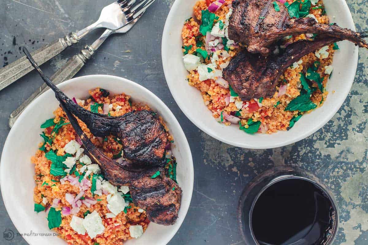 Mediterranean Grilled Lamb Chop Recipe with Tomato Mint Quinoa