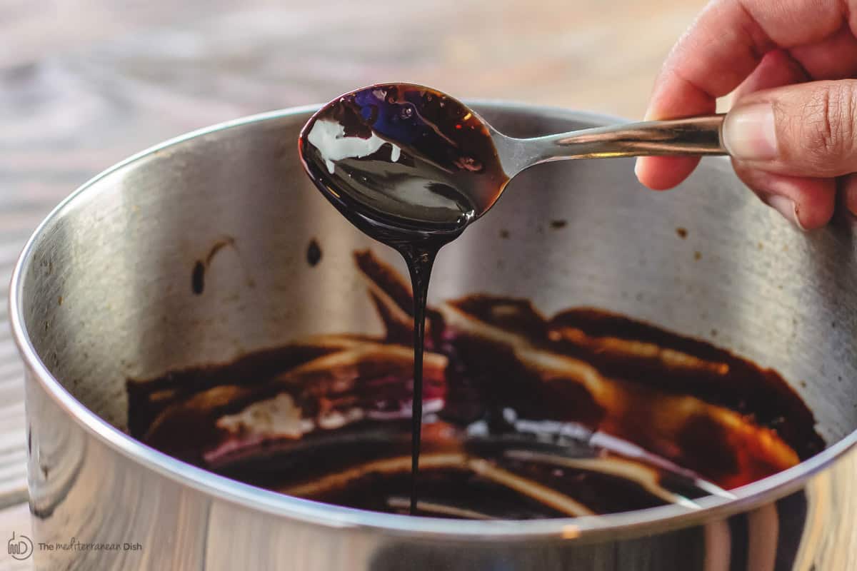 Balsamic glaze in a saucepan