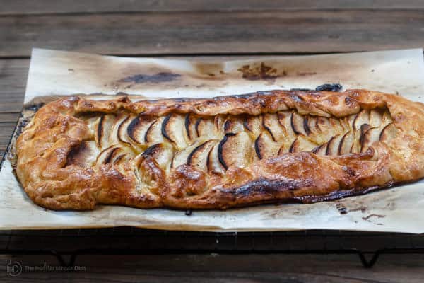 Apple galette just taken out of the oven - browned edges