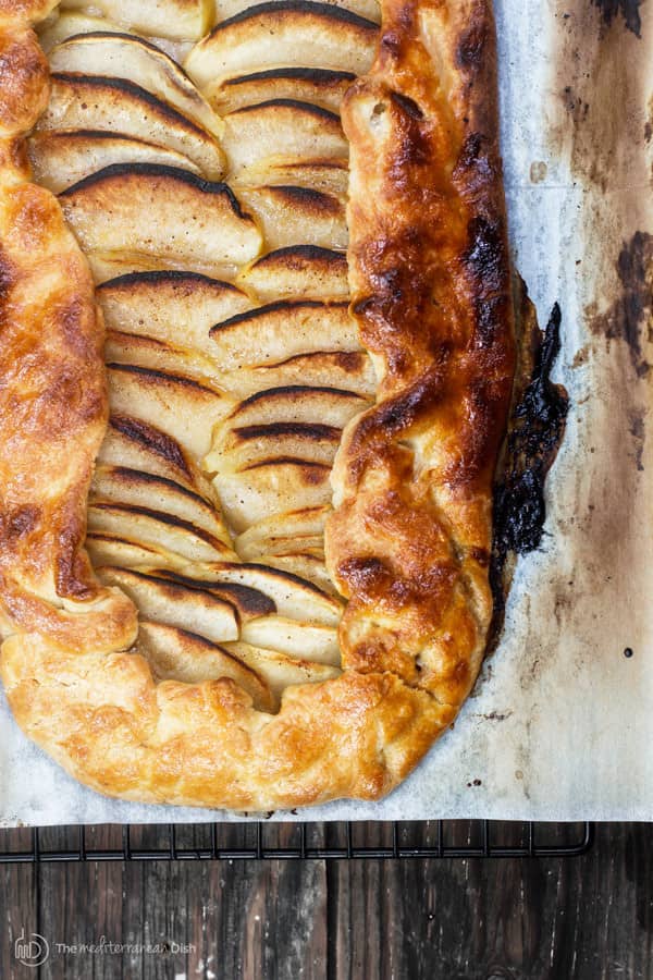 Close-up of a slice of Apple Galette 