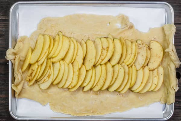 apple slices added to galette dough