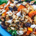 Roasted Butternut Squash and Cauliflower Salad | The Mediterranean Dish. An easy, comforting and bright salad! Try it for lunch or add it to your dinner or even to the Thanksgiving feast!