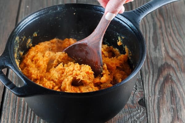 Mashed Sweet Potatoes in a pot