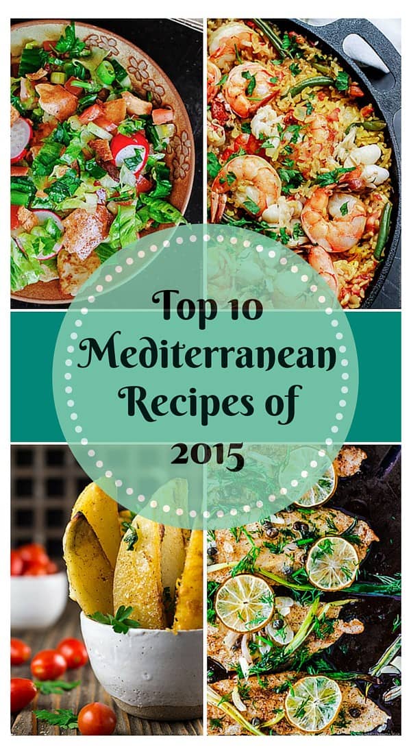 10 Top Mediterranean Recipes of 2015 | The Mediterranean Dish. Must-try easy, wholesome Mediterranean recipes from The Mediterranean Dish! Each recipe comes with step-by-step photos. From seafood paella, to lime cilantro chicken, fattoush salad and roasted Greek potatoes. Mediterranean classics for today's busy cook! 