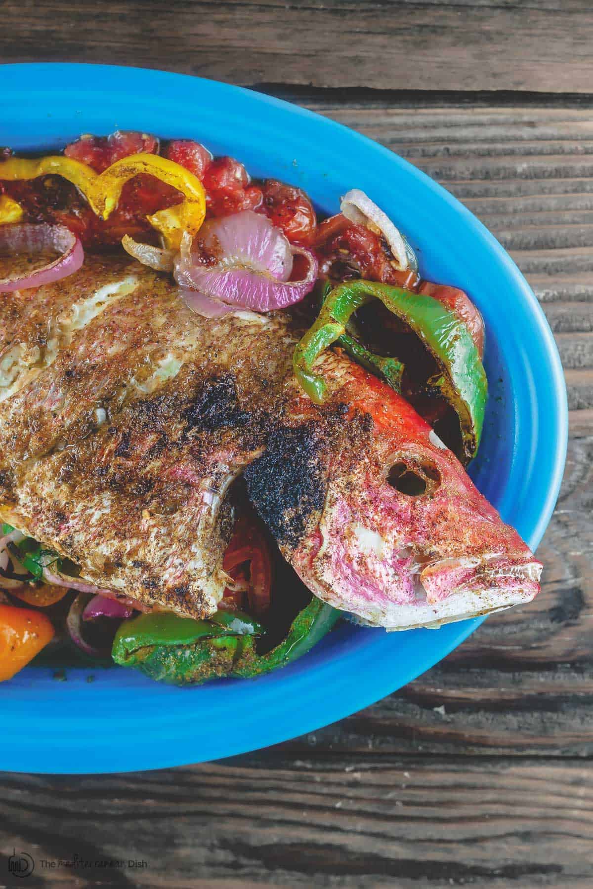 Mediterranean Roasted Red Snapper Recipe with Garlic and 