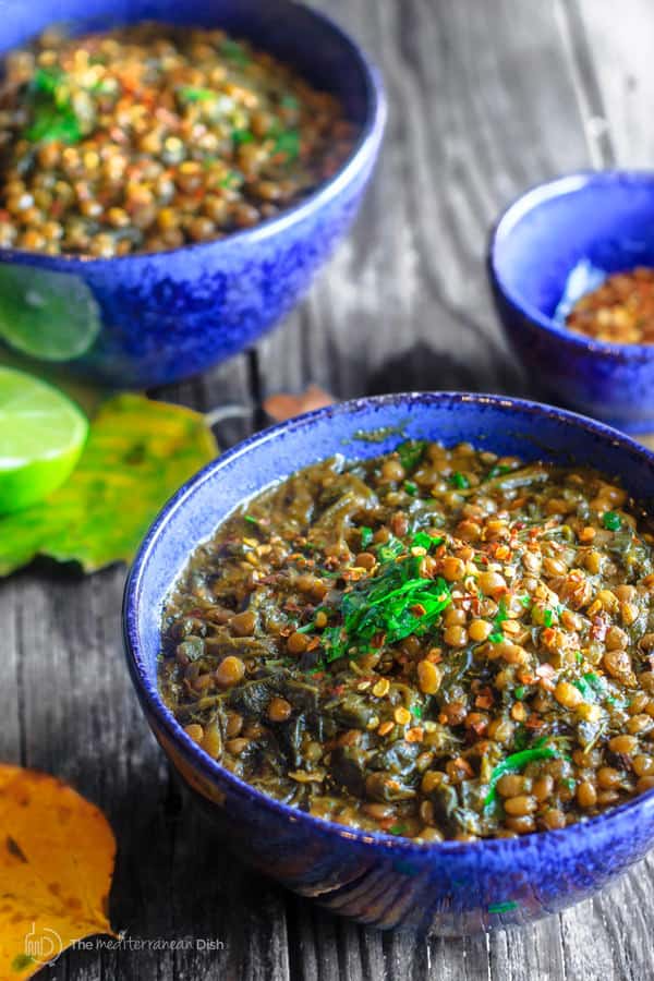 Mediterranean Spicy Spinach Lentil Soup Recipe| The Mediterranean Dish. A nutritious, flavor-packed lentil soup that comes together in minutes. Following the Mediterranean diet is easy with meals like this lentil soup!