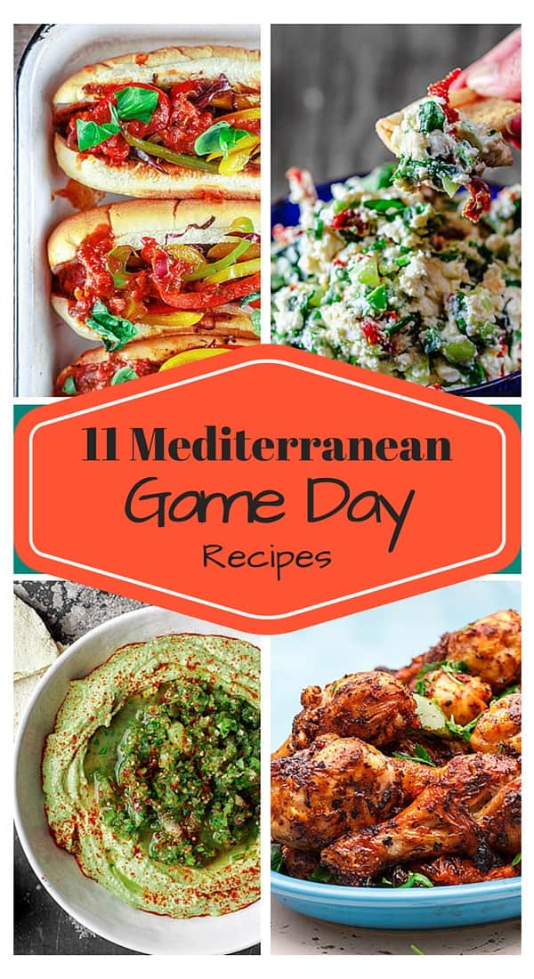 11 Mediterranean Game Day Recipes | The Mediterranean Dish. Crazy good party recipes with a Mediterranean twist! From quick homemade dips to spicy chicken drumsticks; Italian sausage hoagies loaded with peppers and onions! Be sure to double the recipes because everyone will come back for seconds!