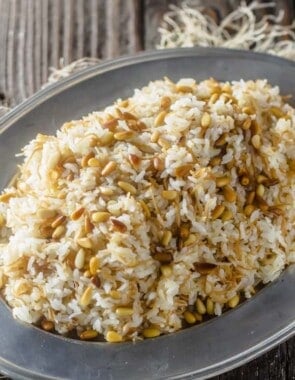 Lebanese Rice Recipe | The Mediterranean Dish. The perfect rice pilaf with olive oil, vermicelli pasta and toasted pine nuts. Recipe with step-by-step photos at The Mediterranean Dish!