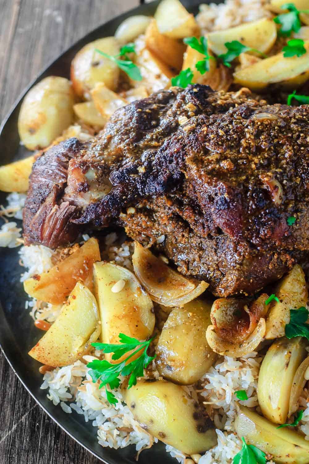 Leg of lamb with roasted potatoes