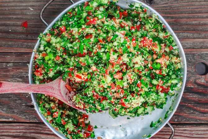 tabouli salad in a serving dish