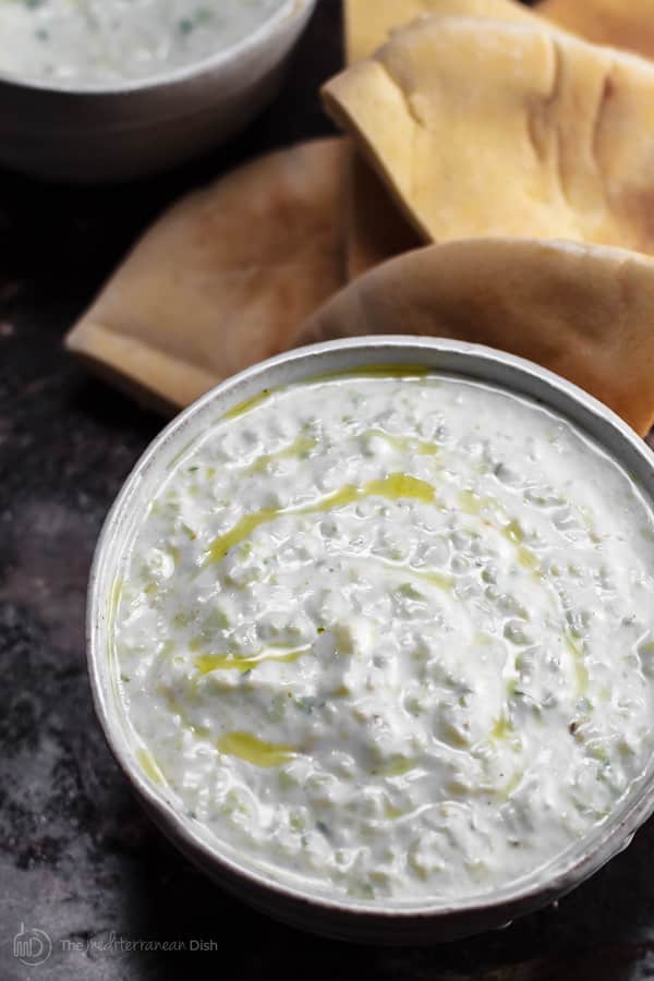 Greek tzatziki sauce with pita 