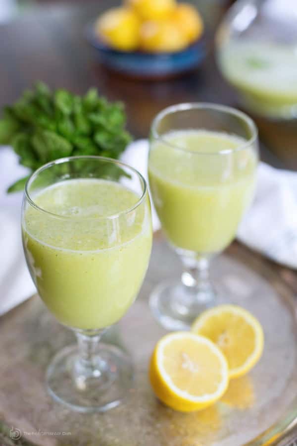 Mediterranean-Style Mint Lemonade | The Mediterranean Dish. An intense, frothy, perfectly refreshing homemade lemonade. There is a small trick that makes all the difference! See the recipe on TheMediterraneanDish.com