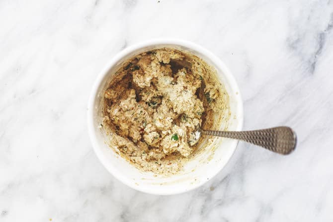 Ingredients blended together in a bowl