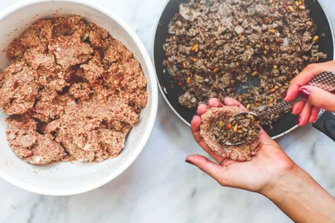 Kibbeh shells filled with meat mixture