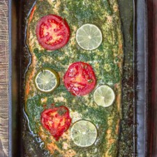 Baked Salmon Recipe with Garlic Cilantro Sauce-image
