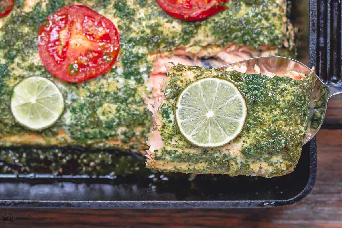 Baked Salmon Served with slice of Lemon