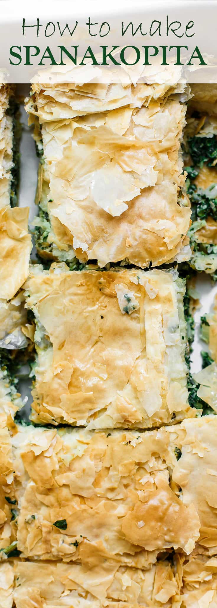 Spanakopita Recipe (Greek Spinach Pie) | The Mediterranean Dish. The best tutorial for how to make spanakopita. Greek spinach pie with crispy, golden phyllo and a soft filling of spinach, feta cheese, and herbs. A holiday recipe for make it for dinner! So easy. See it at TheMediterraneanDish.com