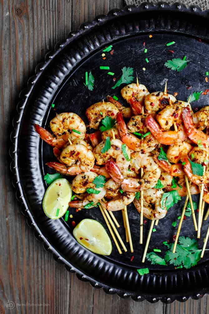 Mediterranean Garlic Shrimp Skewers Recipe | The Mediterranean Dish