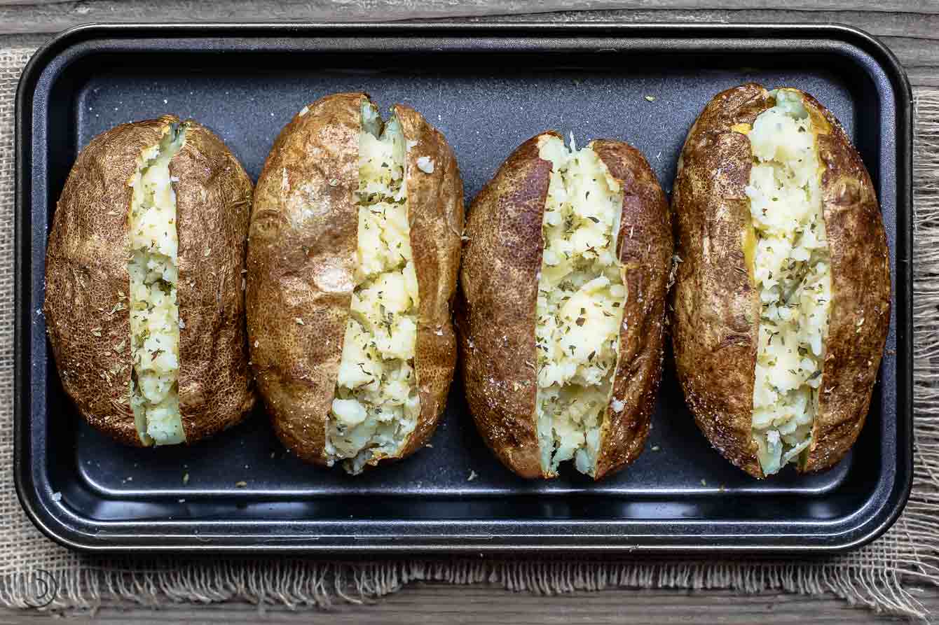 Baked russet potatoes