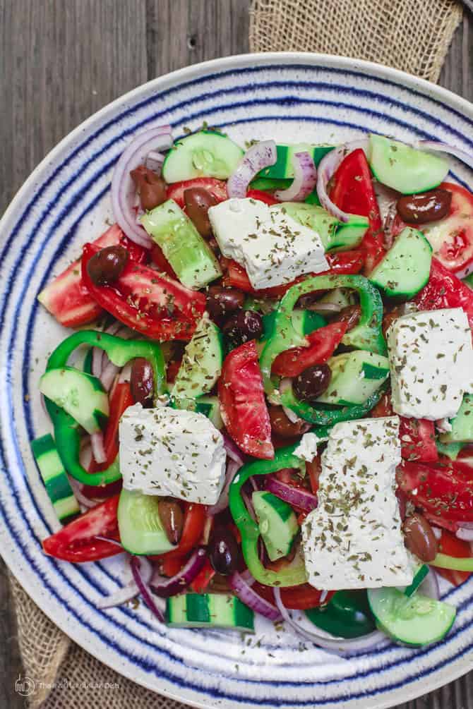 Top Mediterranean Recipe of 2016 | The Mediterranean Dish. Traditional Greek Salad. See this recipe and all 10 Mediterranean recipes on TheMediterraneanDish.com