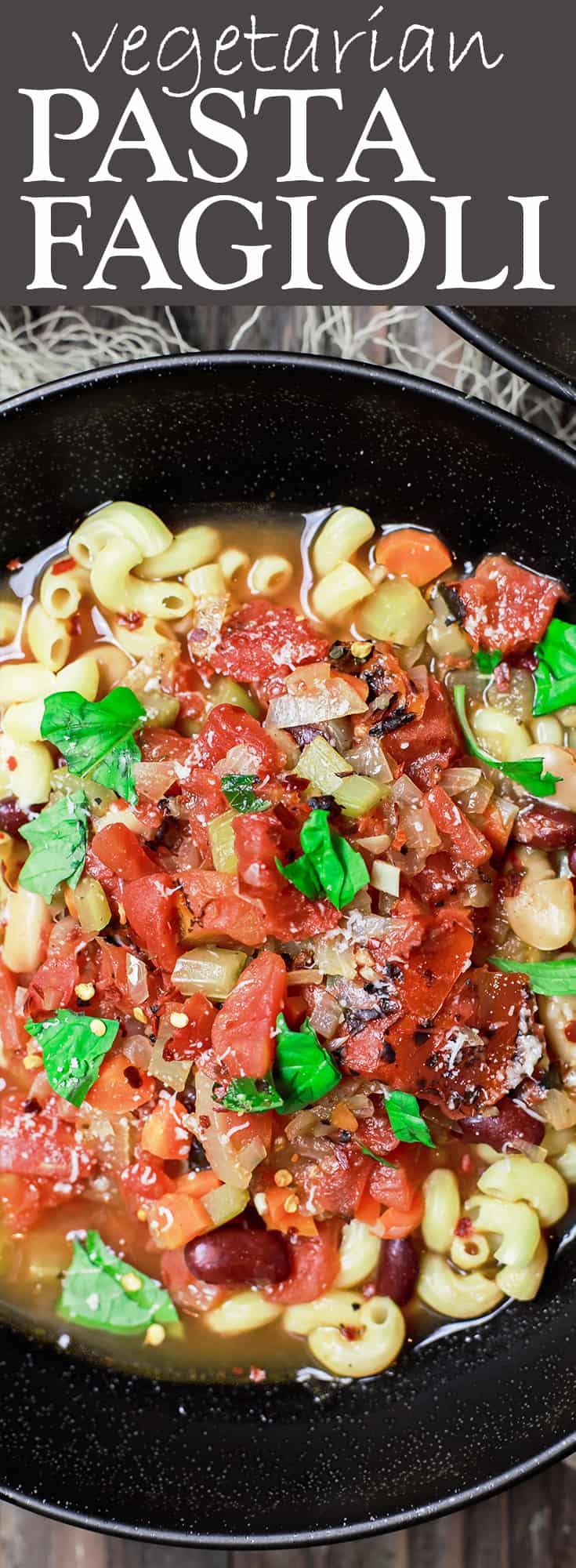 Vegetarian Pasta Fagioli Recipe | The Mediterranean Dish. Easy, rustic, hearty Italian bowl of pasta and beans soup. With kidney beans, cannellini beans, and fire roasted tomatoes. A pinch of oregano and parmesan cheese takes it to the next level. Serves a big crowd on a budget. See it on TheMediterraneanDish.com